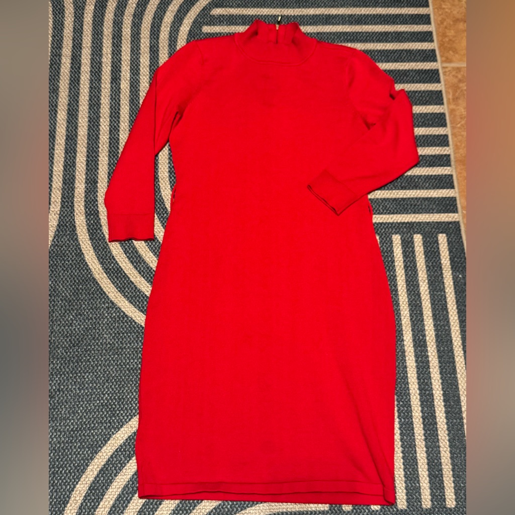 Calvin Klein Bold Red Long Sleeve Dress